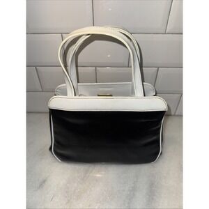 Ingber black/white patent leather Purse vintage 1950's With Brass Hardware Gw993